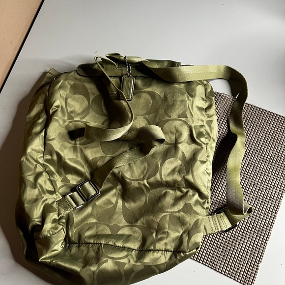 Coach Signature C Nylon Backpack Olive Green Drawstring Flap Bag F20781 main image 7